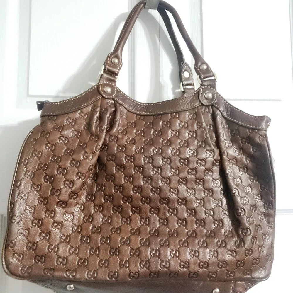 Gucci Vintage leather tote large shoulder Bag - Picture 3 of 12